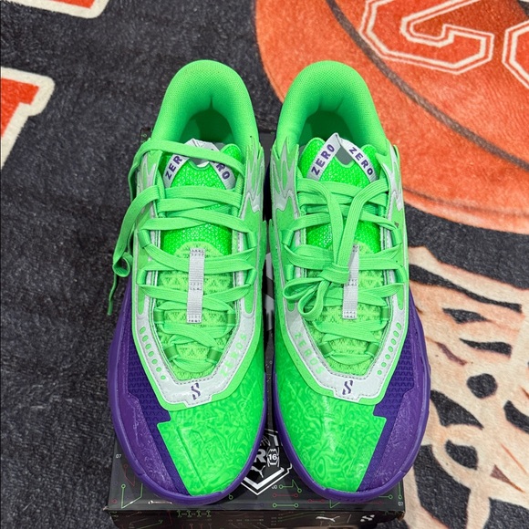 Puma Neon Green and Deep Purple Sneakers - Picture 3 of 6